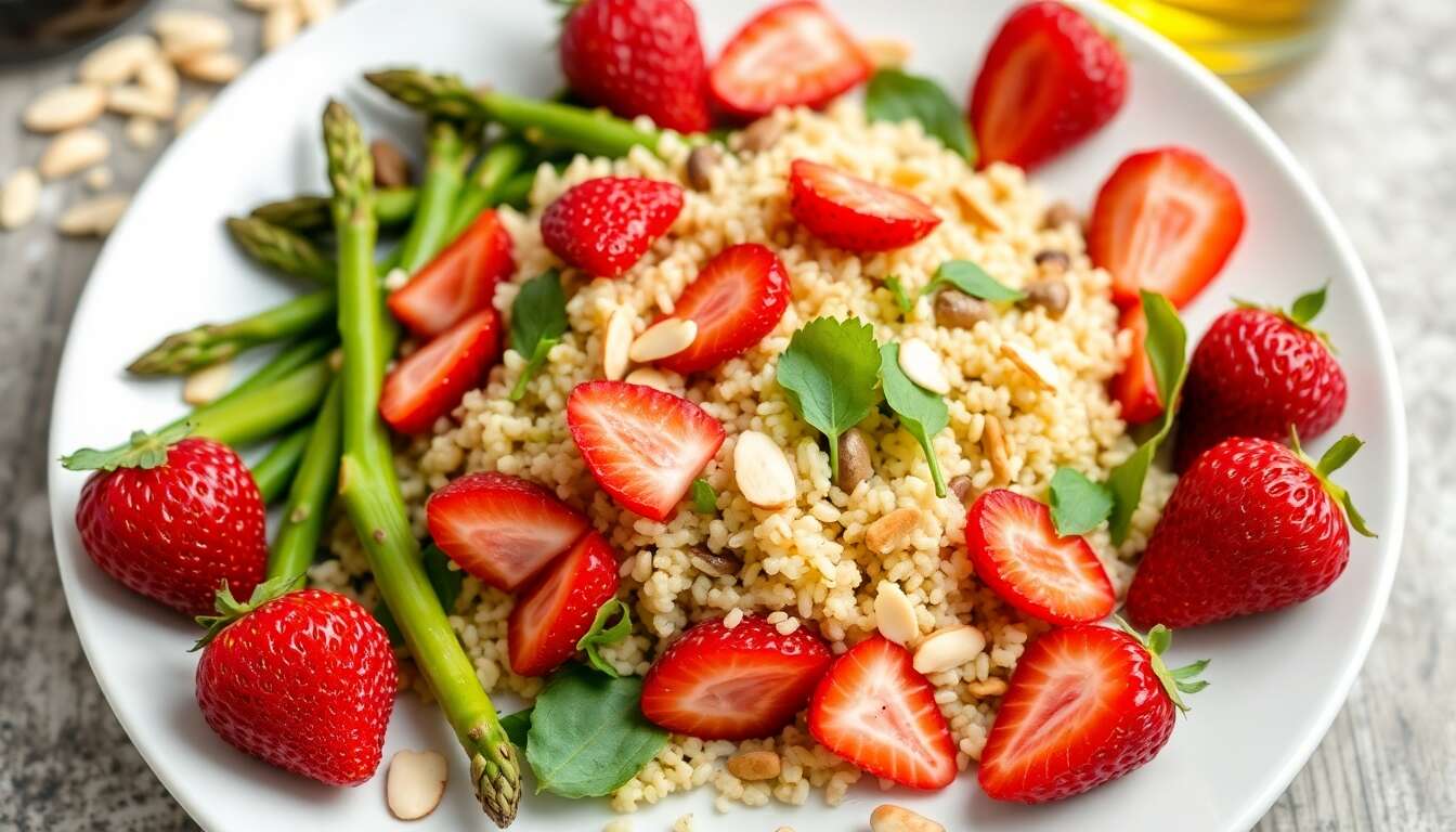 Salade de quinoa aux asperges et fraises